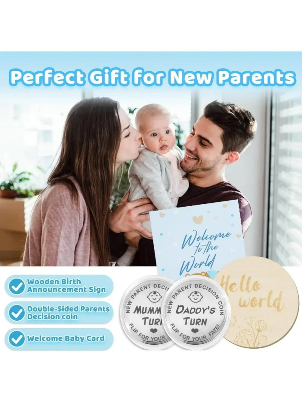 9-Piece Newborn Baby Boy Gift Set - Essentials, Swaddle Blanket, Rattle & More!